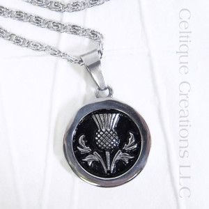 Bold Scottish Thistle Necklace Stainless Steel